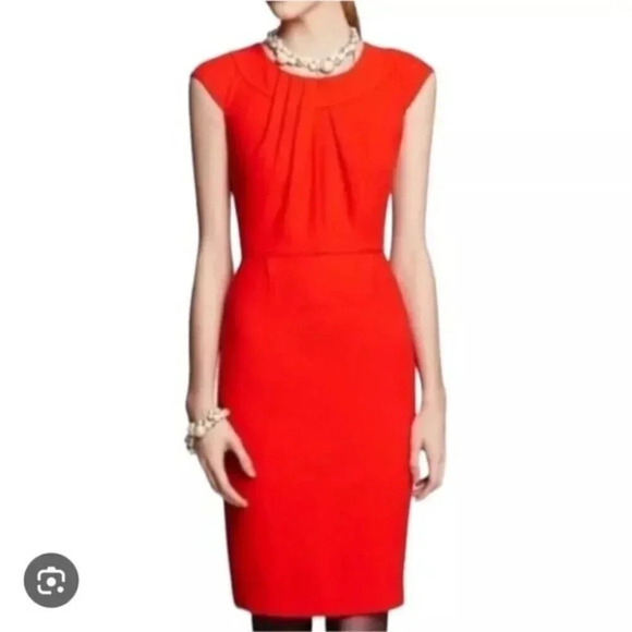 Kate Spade Raya Dress Red Midi Wool Cap Sleeve 8 - Picture 2 of 14